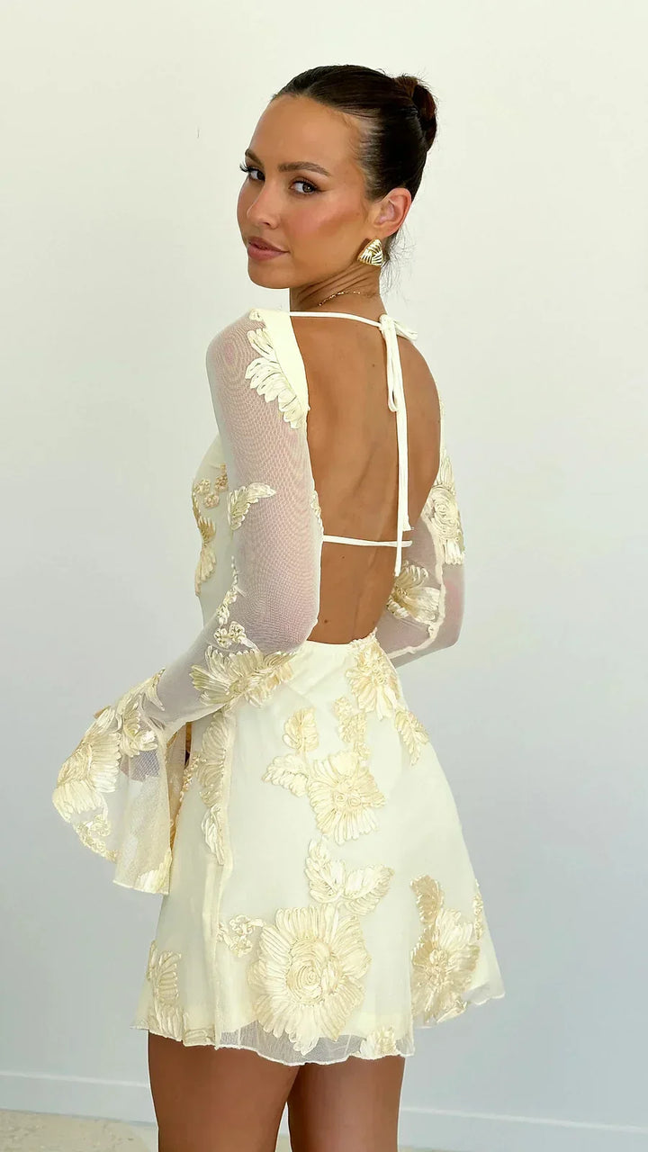 Gloria - Backless Printed Mini Dress