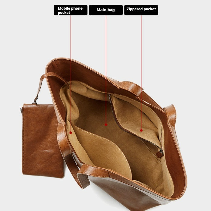 Korean Style Autumn Genuine Leather Tote Bag