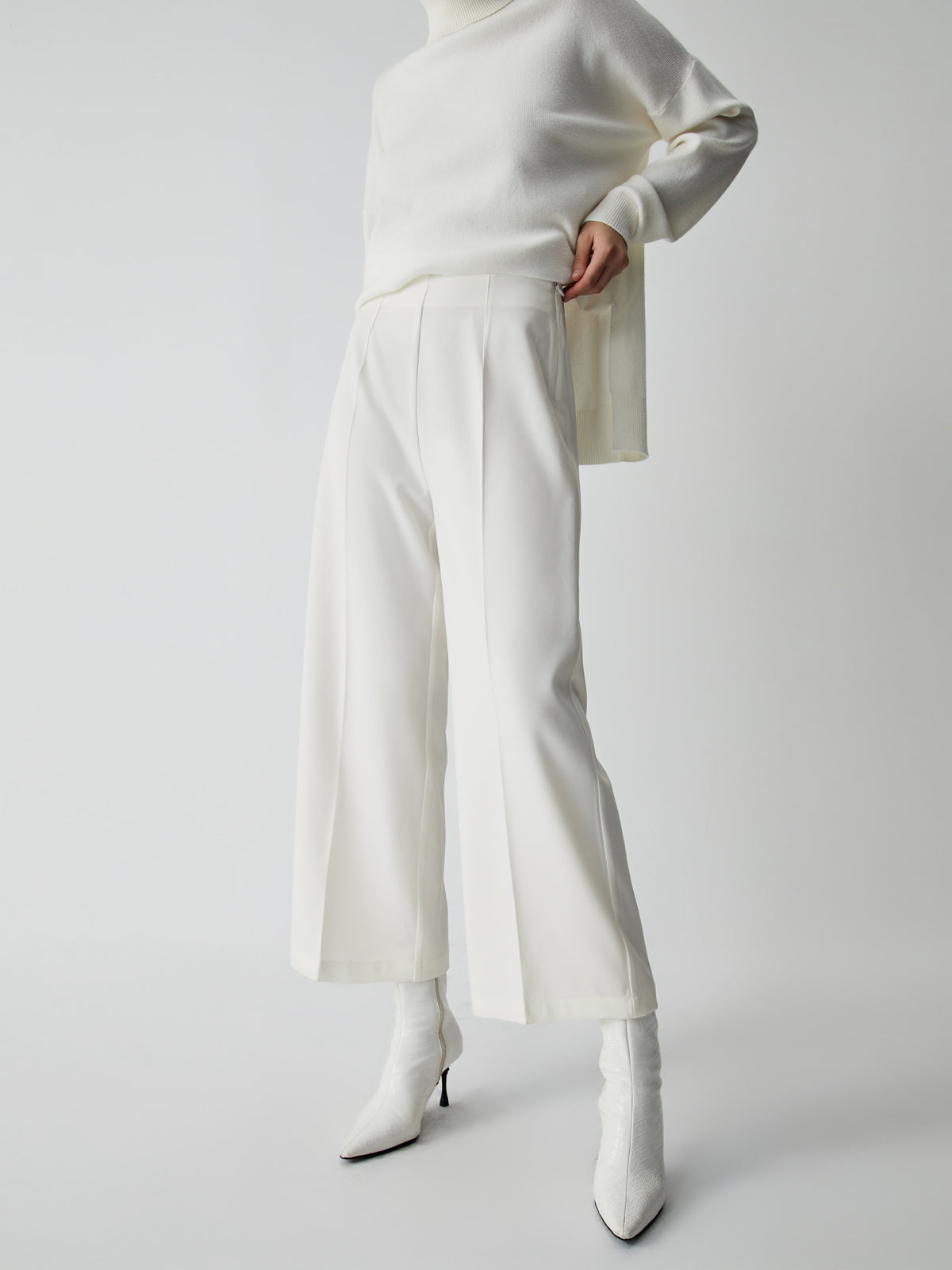 Semi-Sheer Wide Leg Culotte Pants