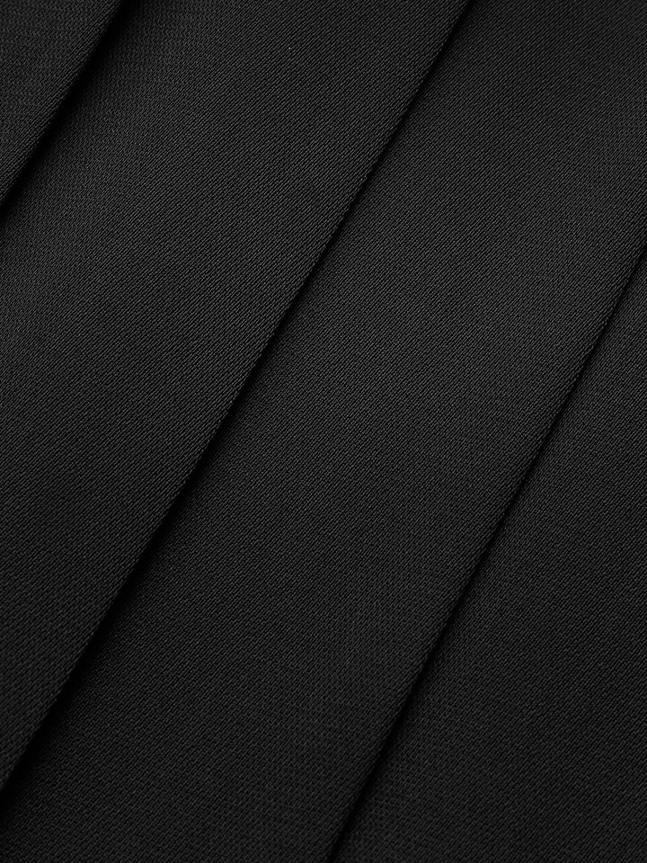 Asymmetric Patchwork Faux Leather Chiffon Pleated Maxi Skirt