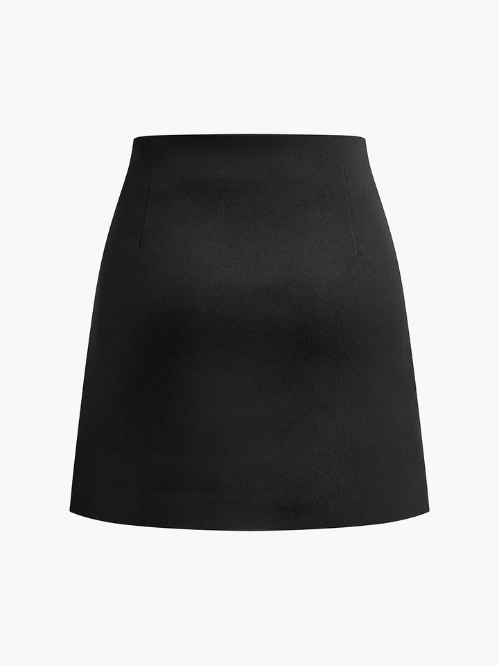 Metal-Decor Zipper Mini Skirt