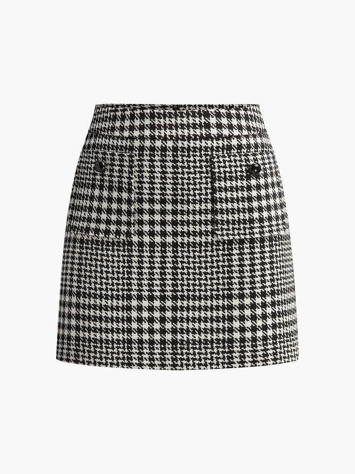 Wool-Blend Checked Mini Skirt