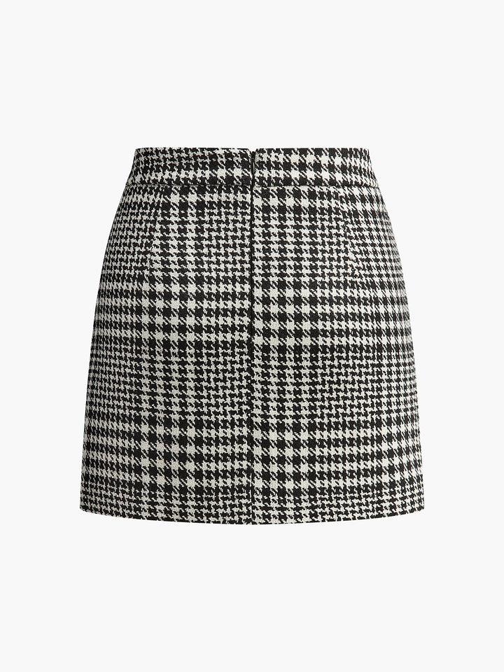 Wool-Blend Checked Mini Skirt