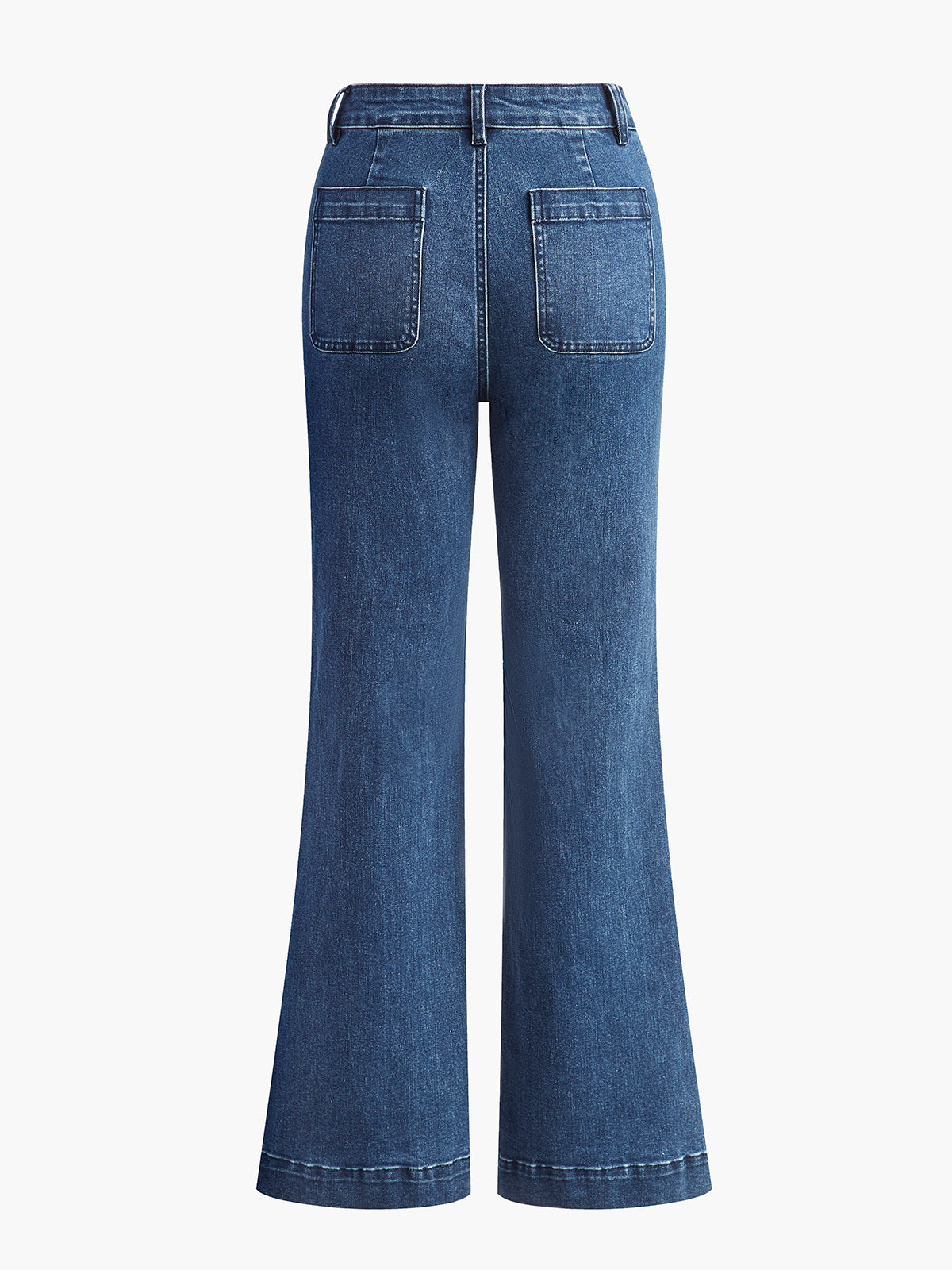 High-Waist Pocket Detail Wide-Leg Jeans