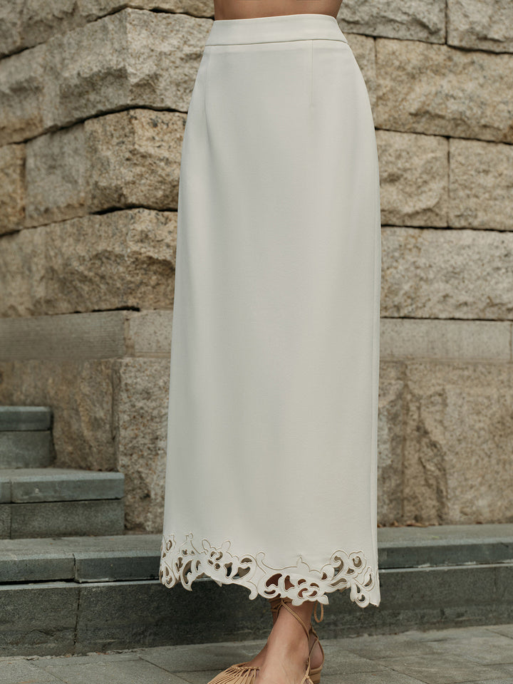 3D Embroidered A-Line Skirt