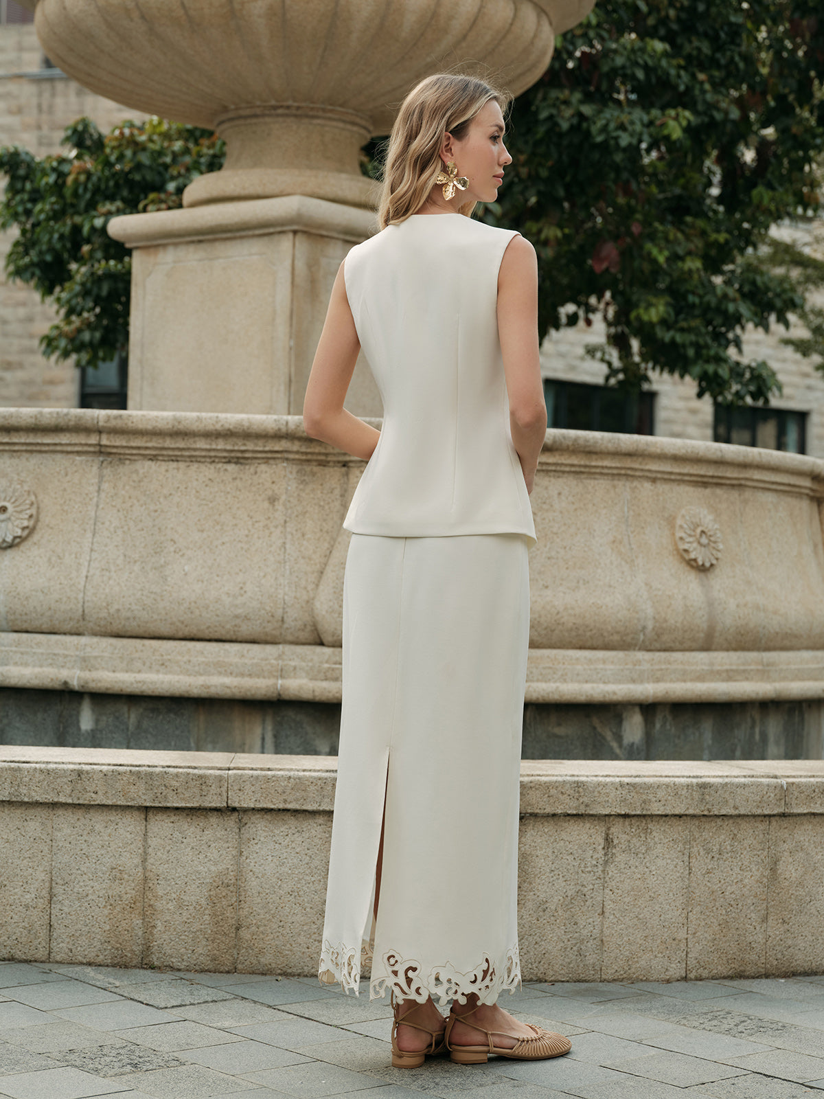 3D Embroidered A-Line Skirt