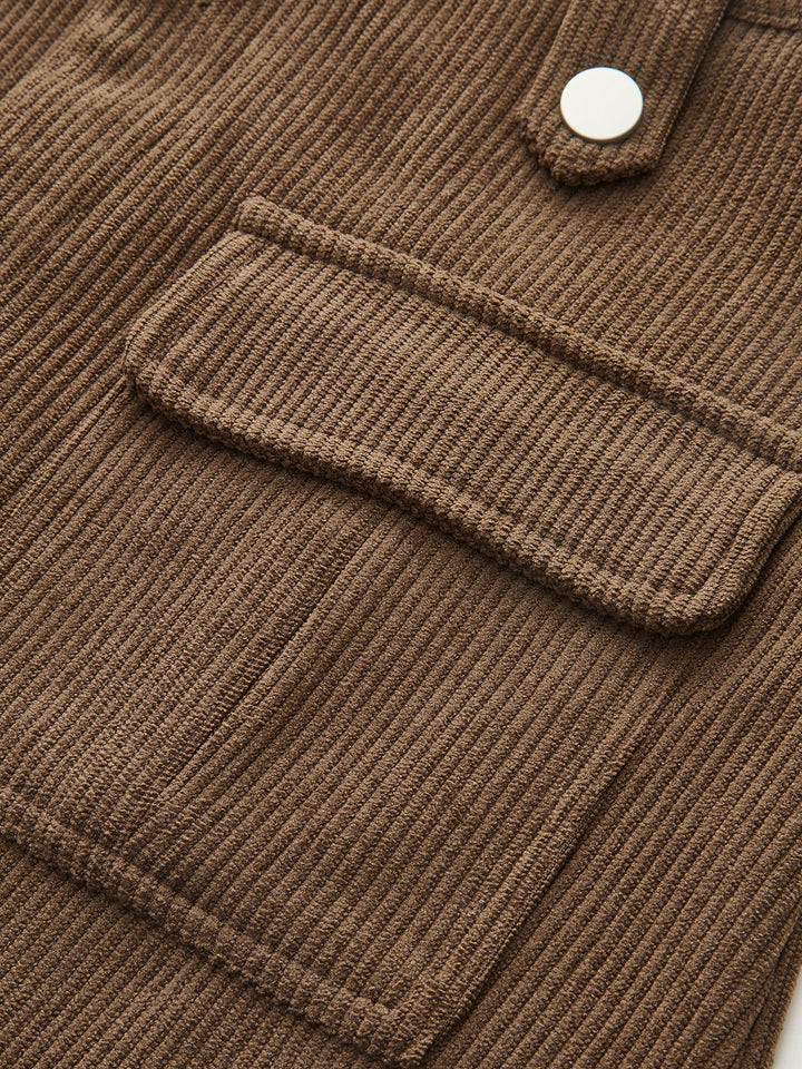 Corduroy Pockets Belted Skort