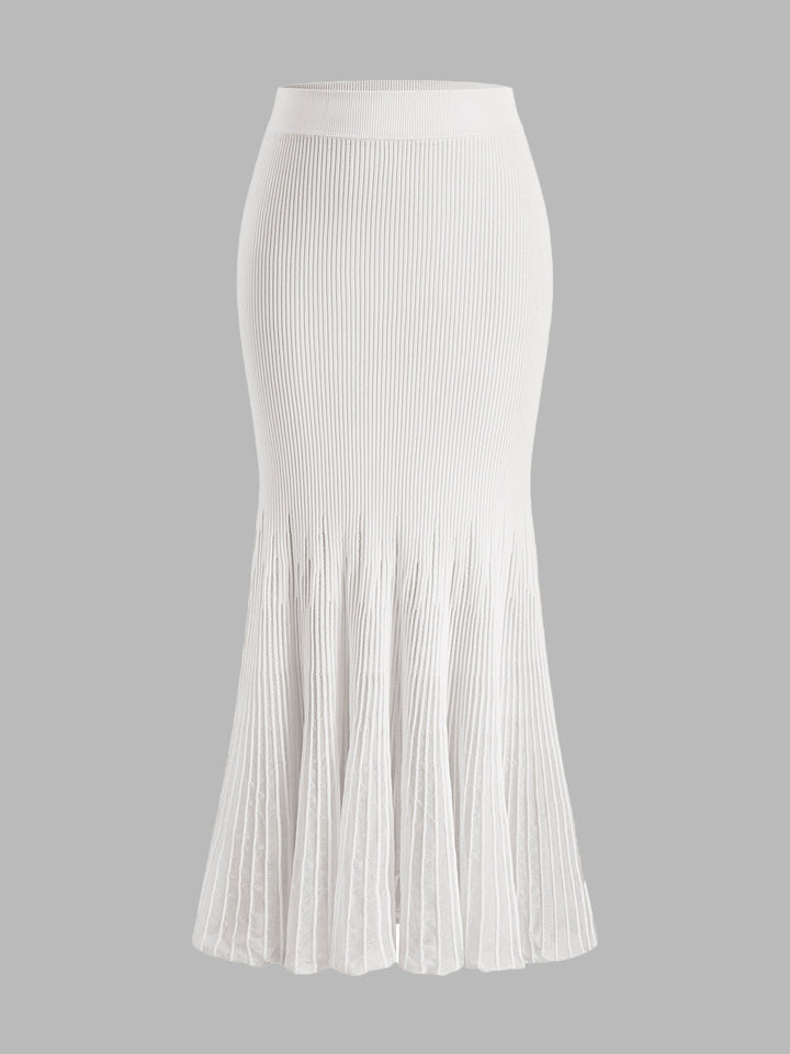 Mesh Panel Pleated Skirt