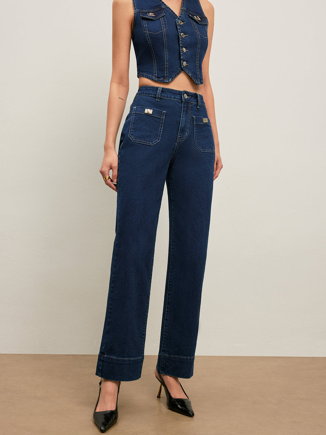 Classic High-Waisted Straight-Leg Jeans