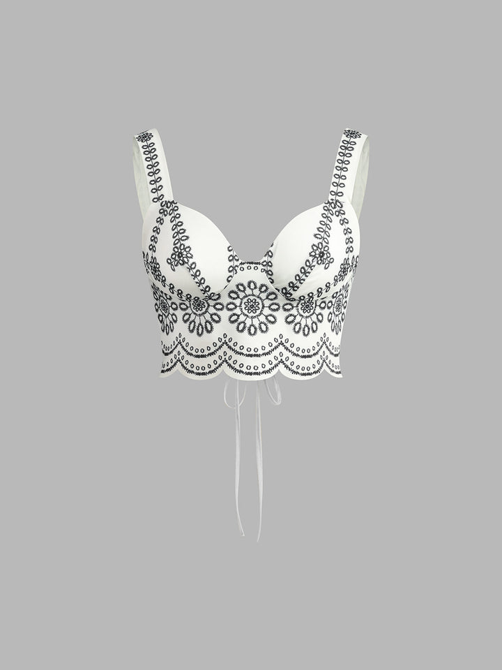 Printed Sleeveless Tie Back Skirt Set