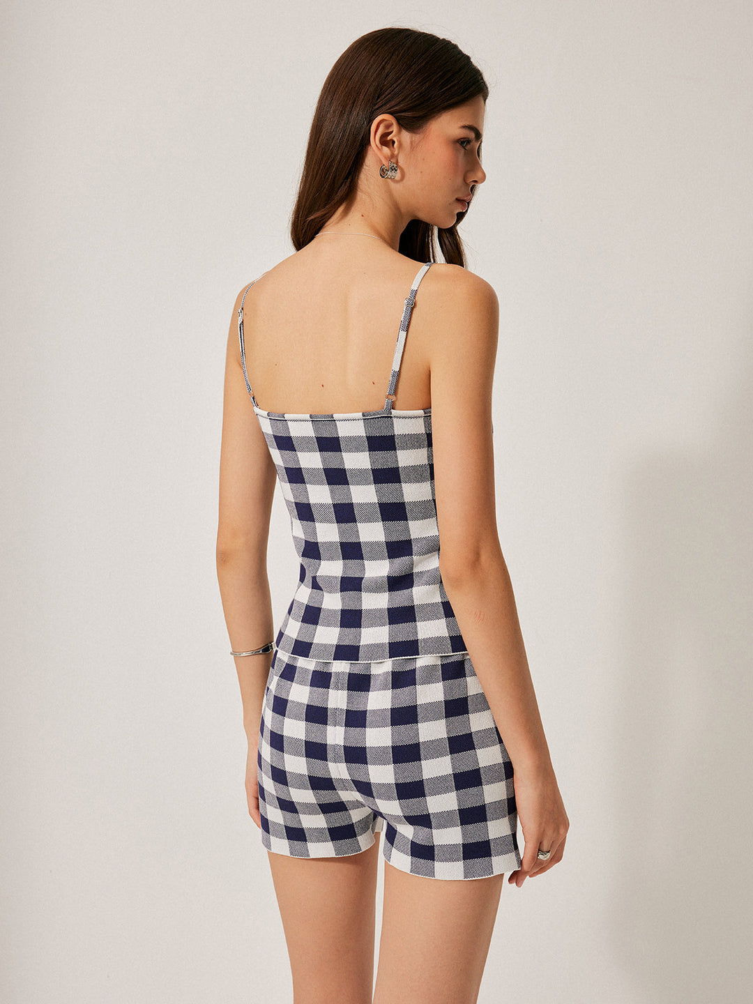 Checkerboard Knit Shorts Set