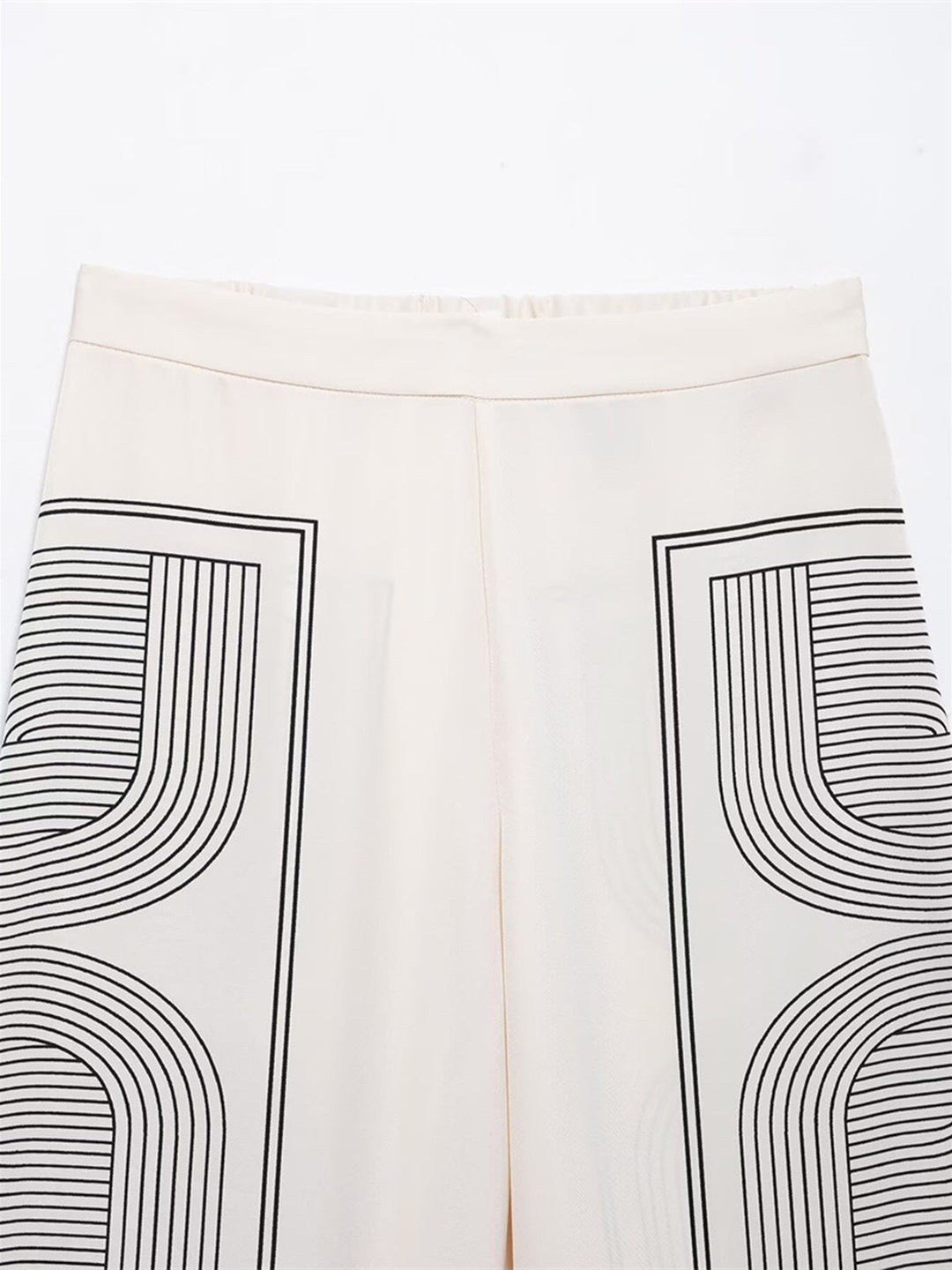 Mid-Waist Geometric Print Wide-Leg Pants