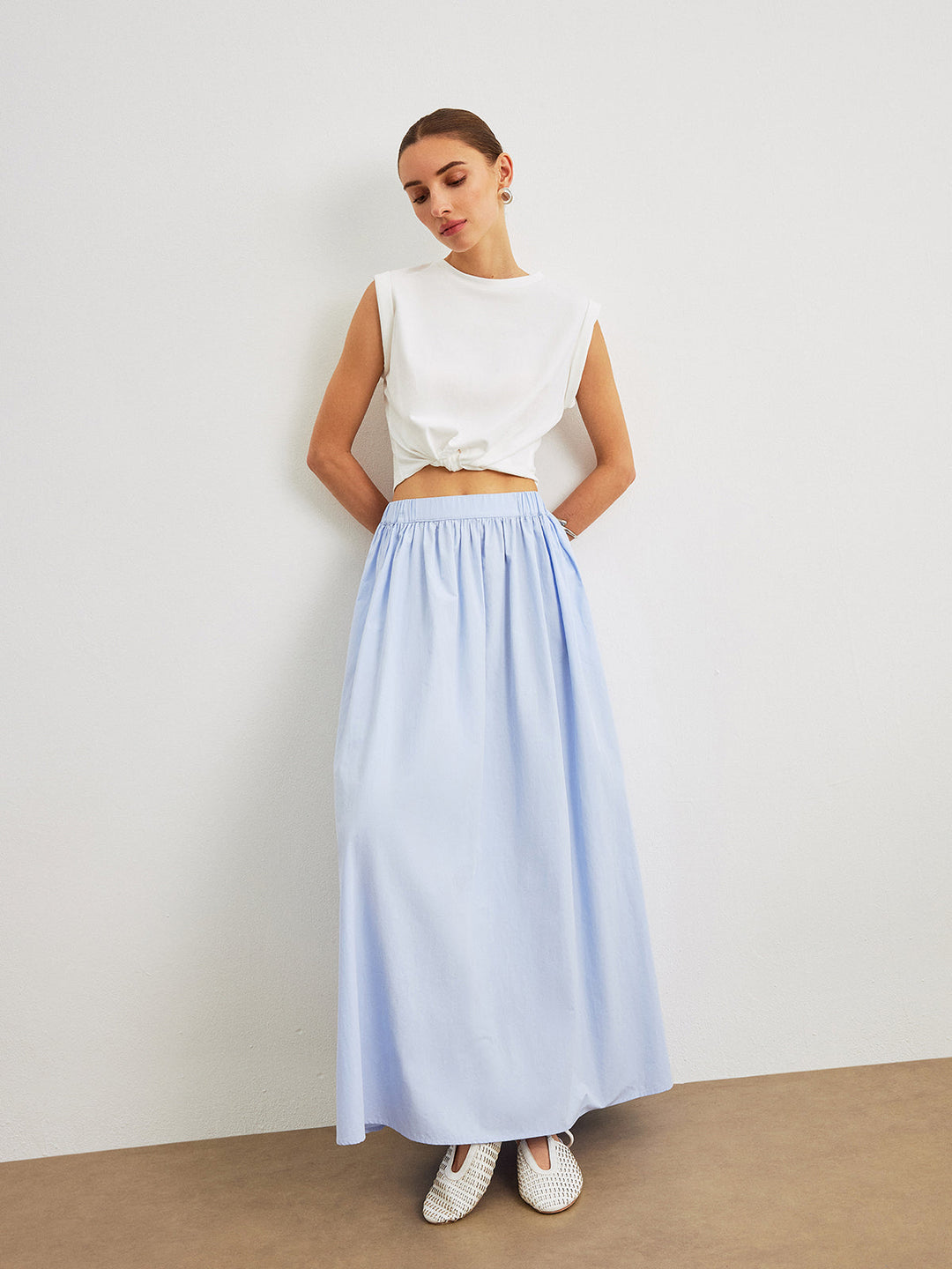Cotton A-Line Skirt With Pockets