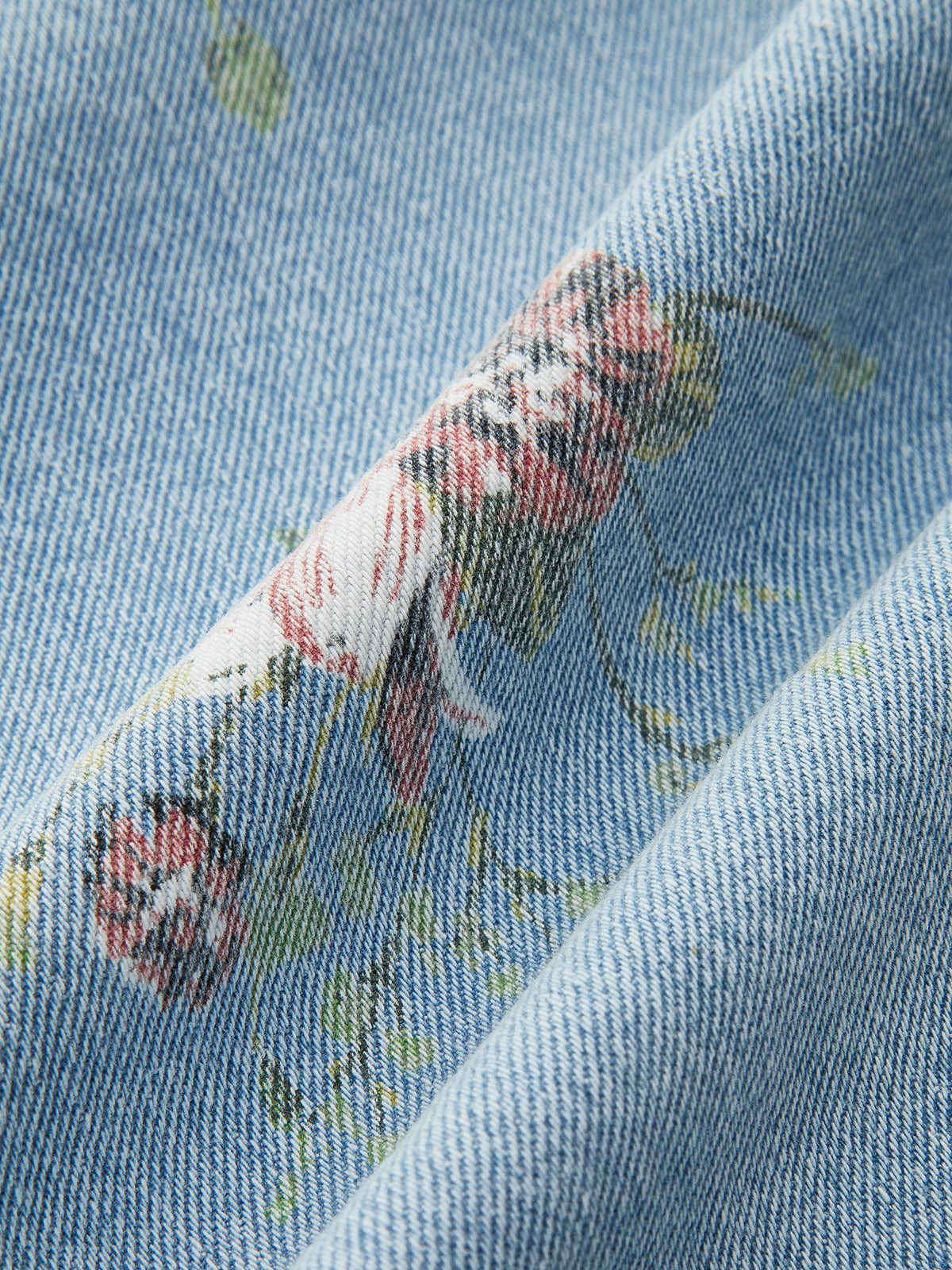 Floral Print Mid-Waist Denim Pants