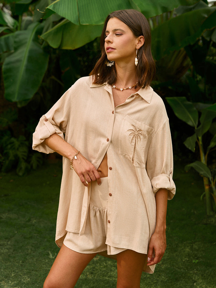 Embroidered Detail Shorts Set