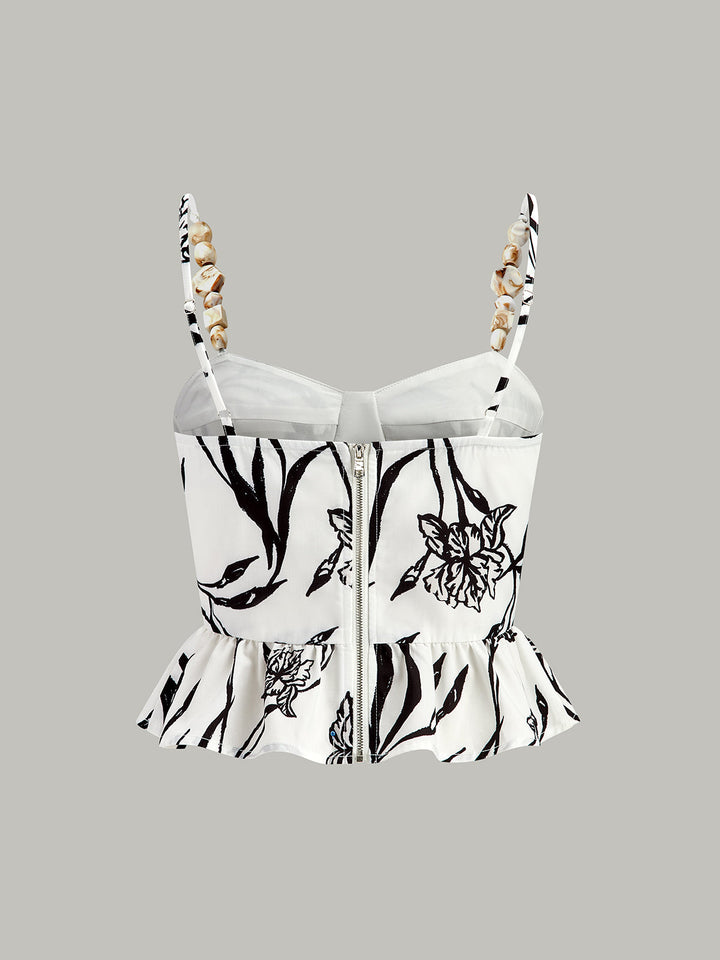 Floral Print Peplum Top With Shorts Set