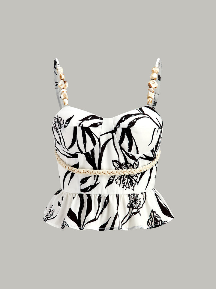 Floral Print Peplum Top With Shorts Set