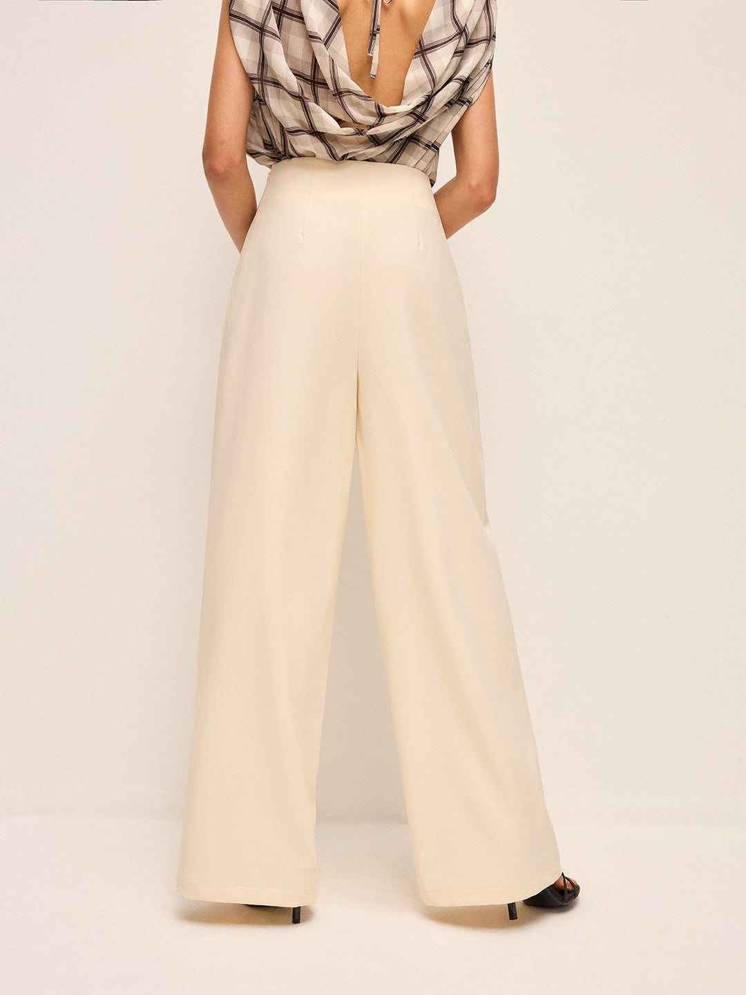 Mid-Waisted Wide-Leg Pants With Belted Detail