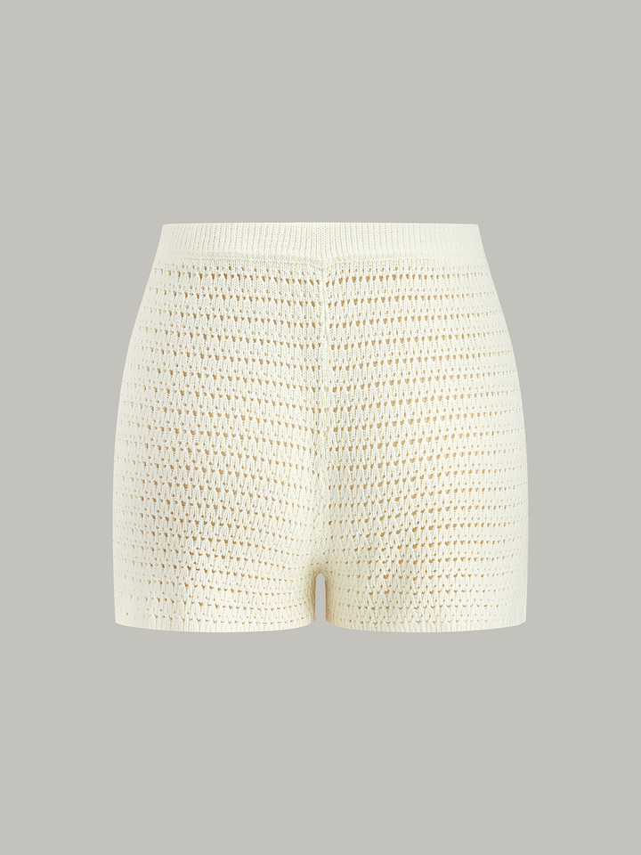 Semi-Sheer Crochet Knit Shorts