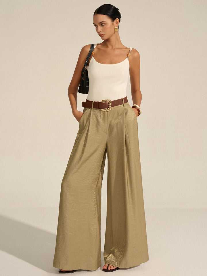 Belted Wide-Leg Pants