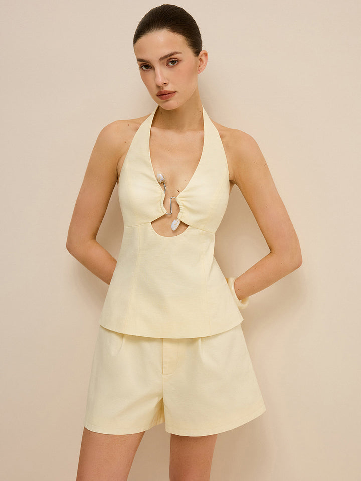 Halter Cut-Out Top and Shorts Set