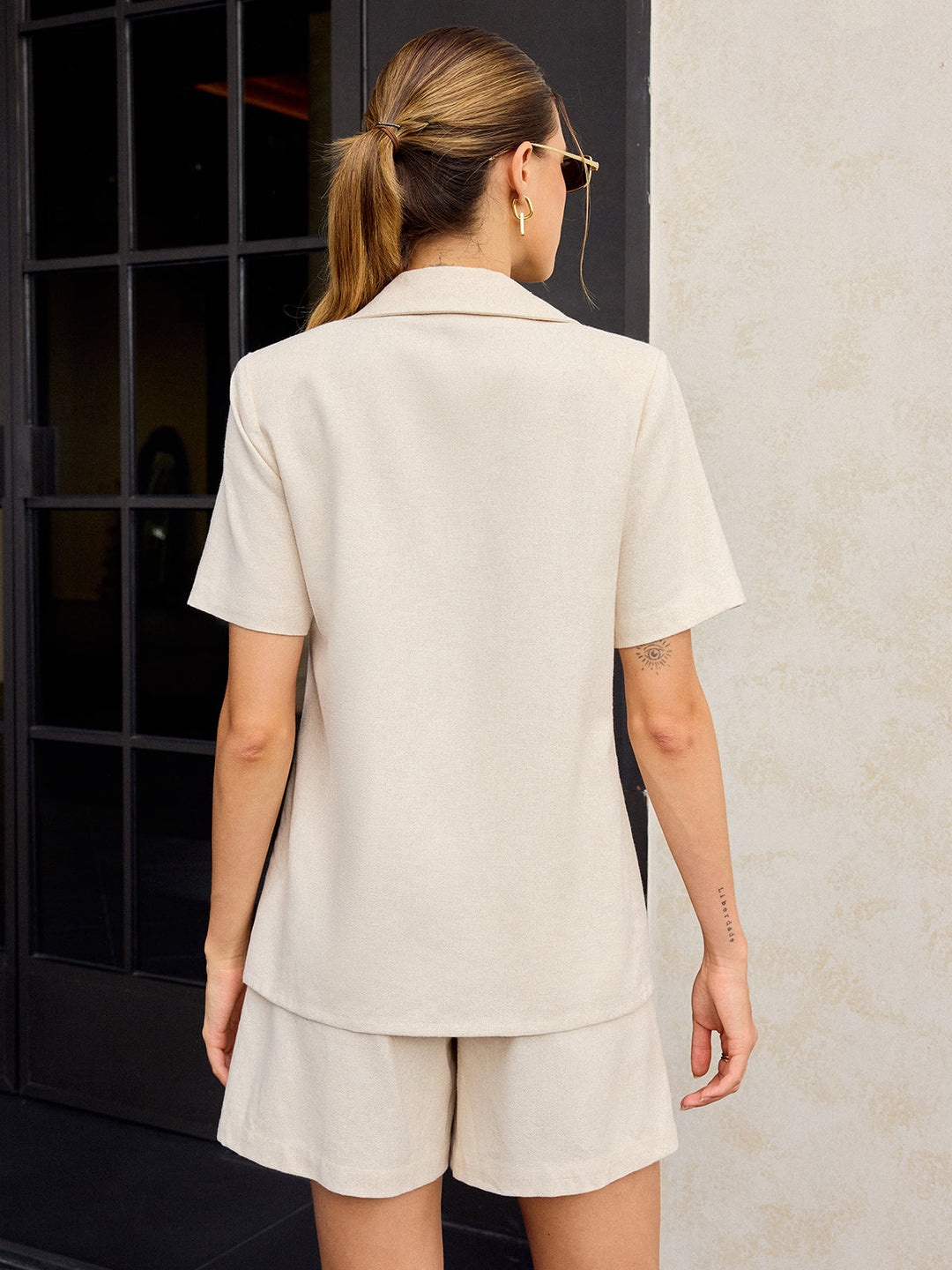 Cotton & Linen Metal Decor Shorts Set