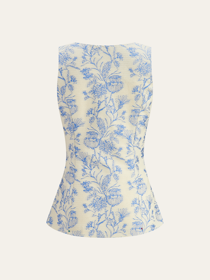 Jacquard Square-Neck Decor-Pockets Skirt Set