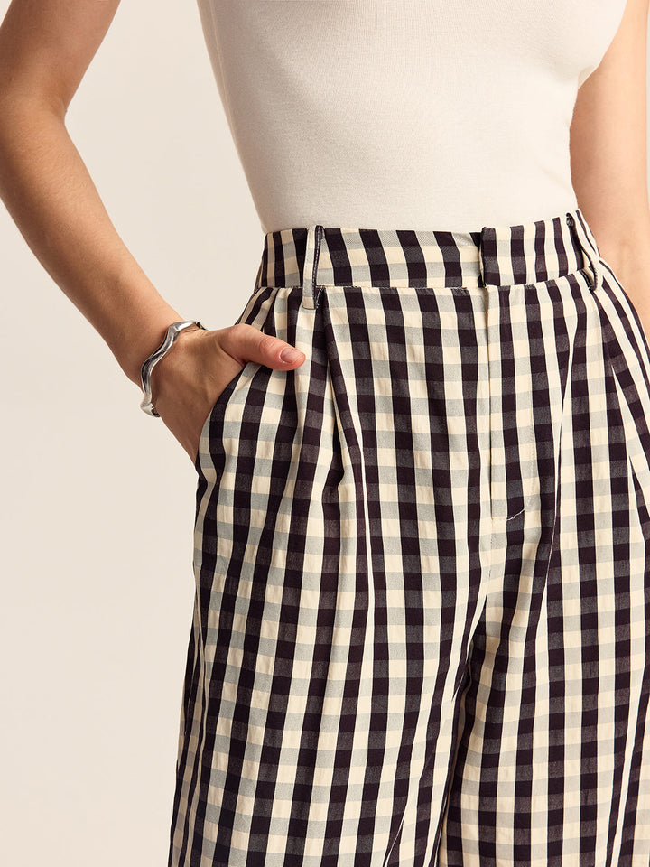 Gingham Wide-Leg Pants