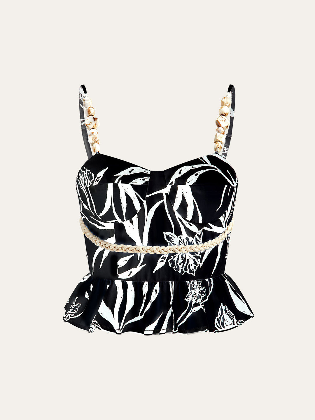 Floral Print Peplum Top With Shorts Set