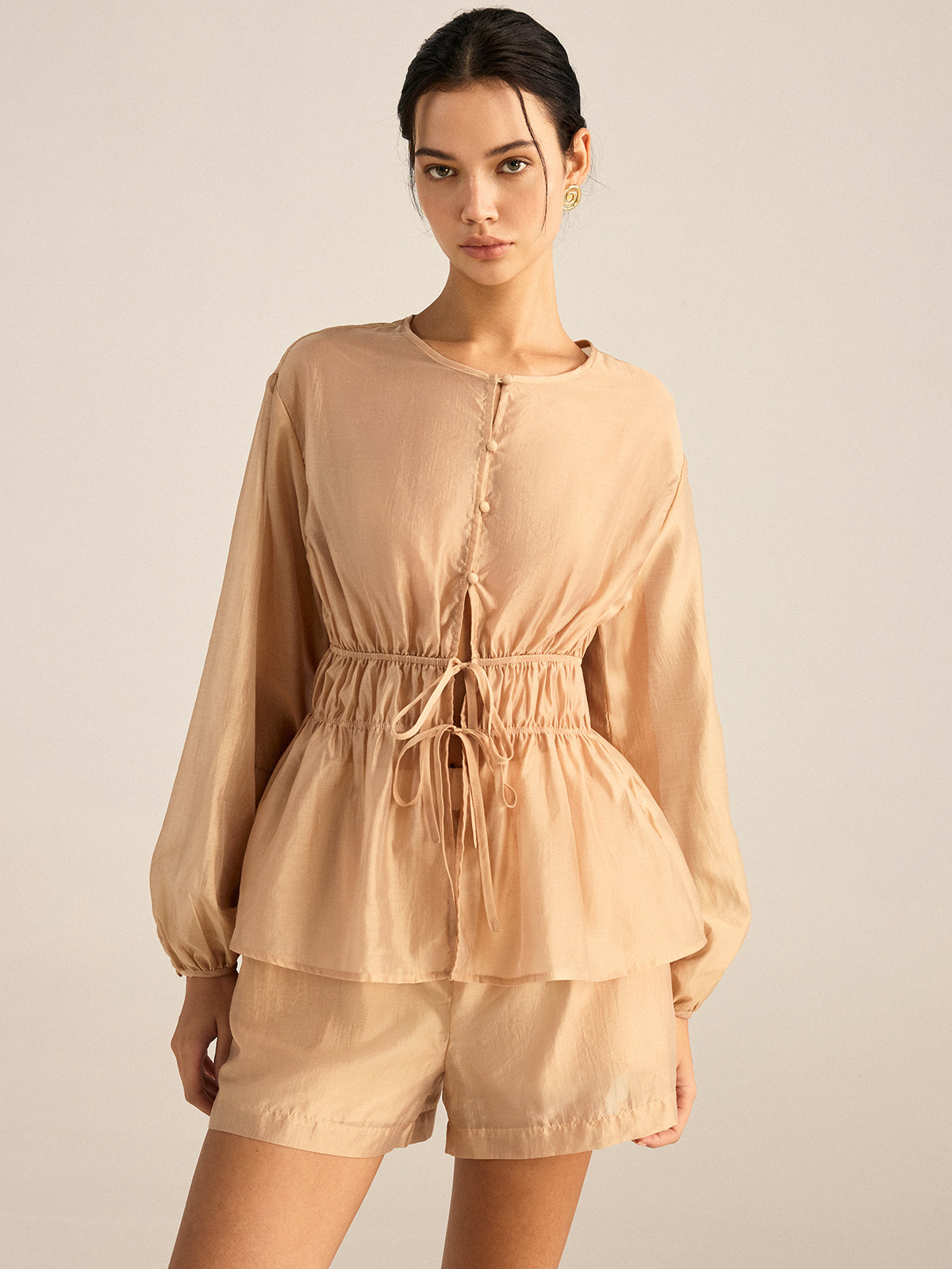 Tencel Tie-Waist Top and Shorts Set