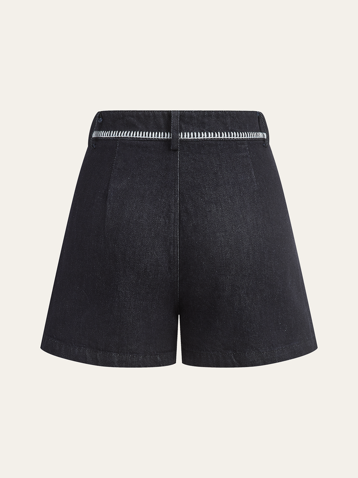 Contrast Trim Denim Shorts
