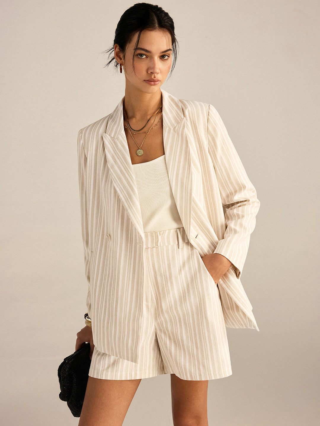 Striped Mid-Waist Shorts