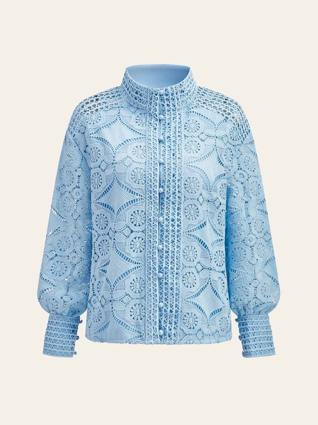 Lace Puff Sleeve Shorts Set Without Belt