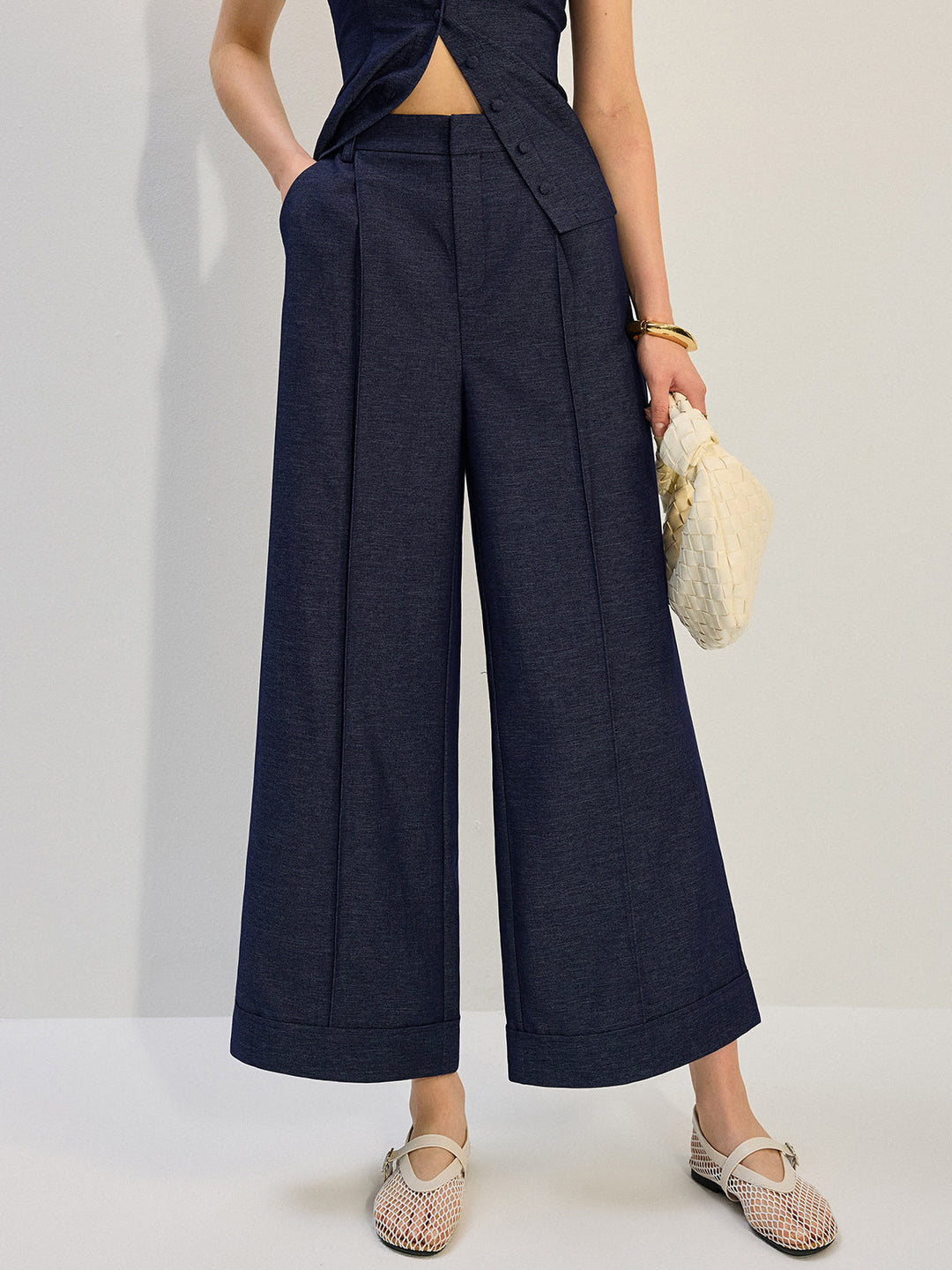 Denim Wide-Leg Pants