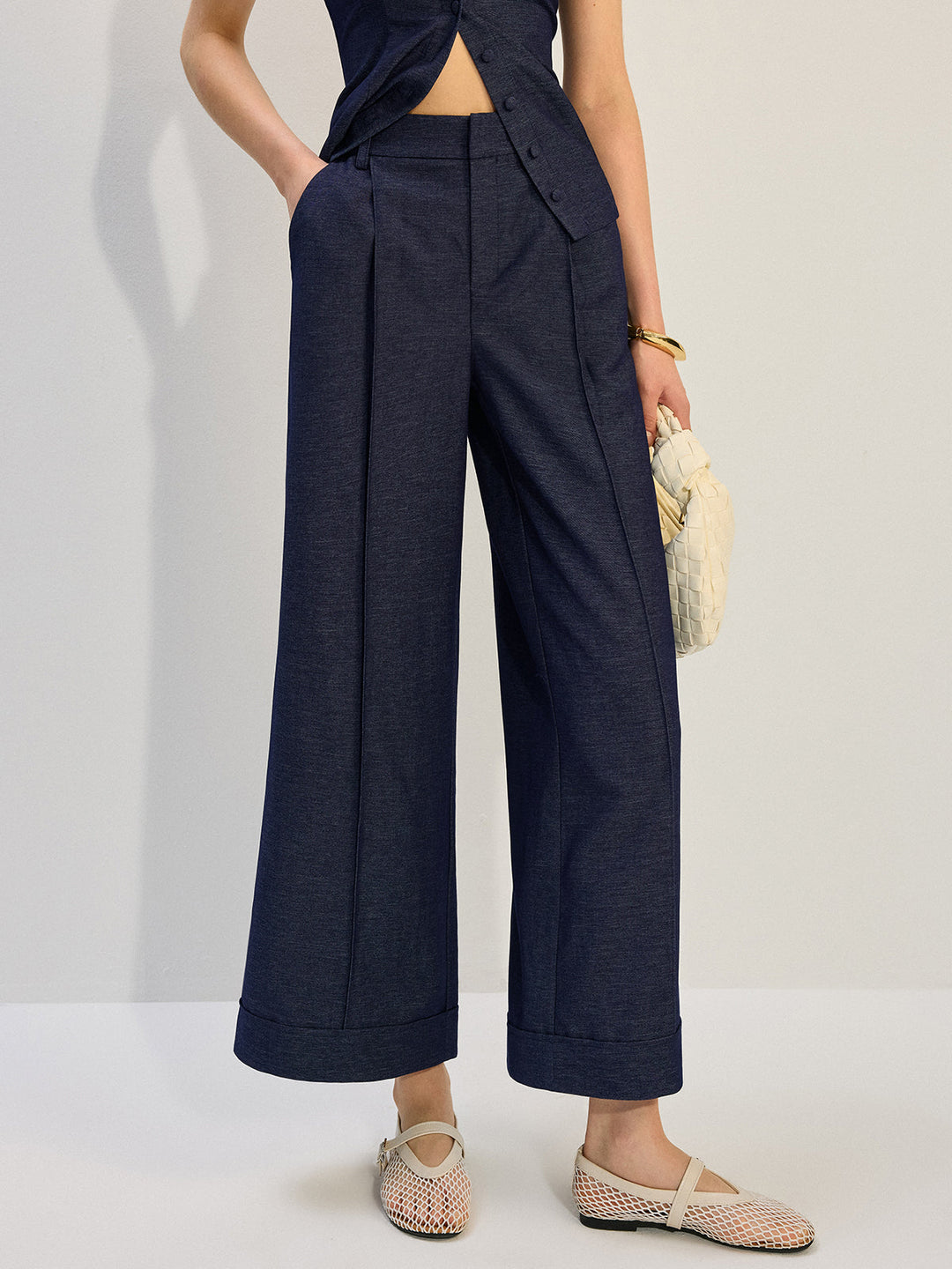 Denim Wide-Leg Pants