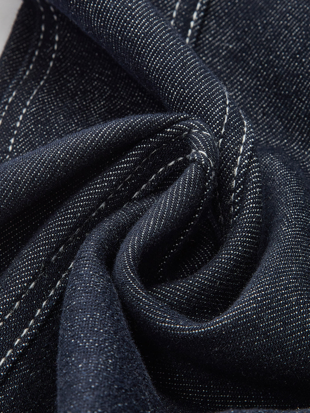 Denim Contrast-Stitch Pants with Belt