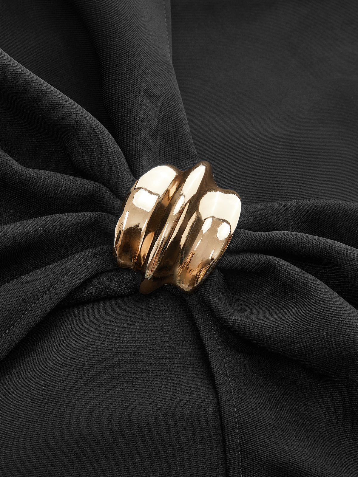 Asymmetric Ruched Wrap Mini Skirt with Metal Buckle