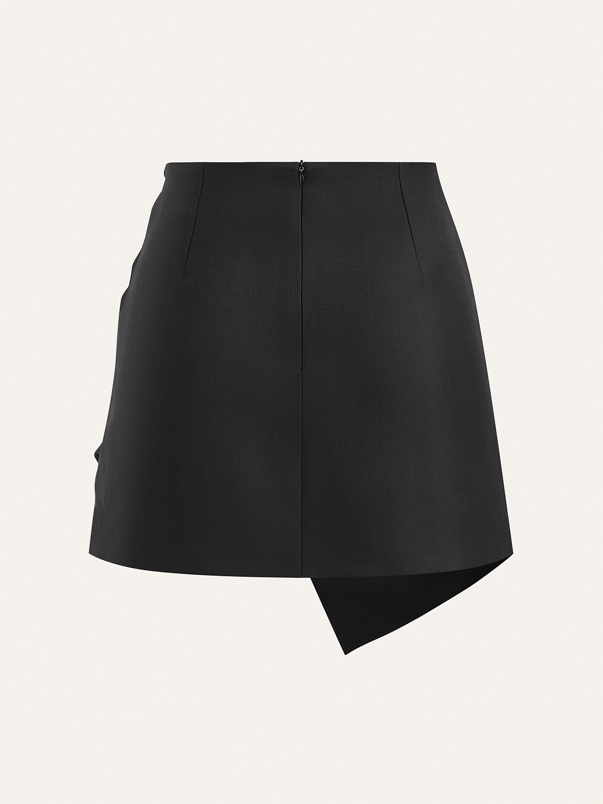 Asymmetric Ruched Wrap Mini Skirt with Metal Buckle