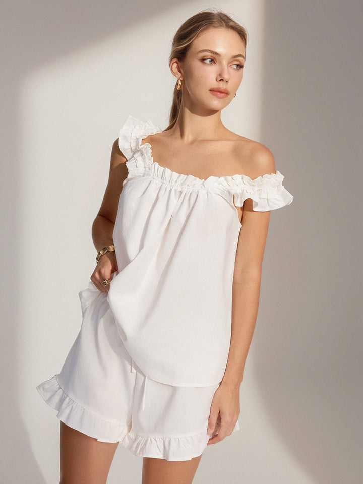 Pure Cotton Ruffle Shorts Set