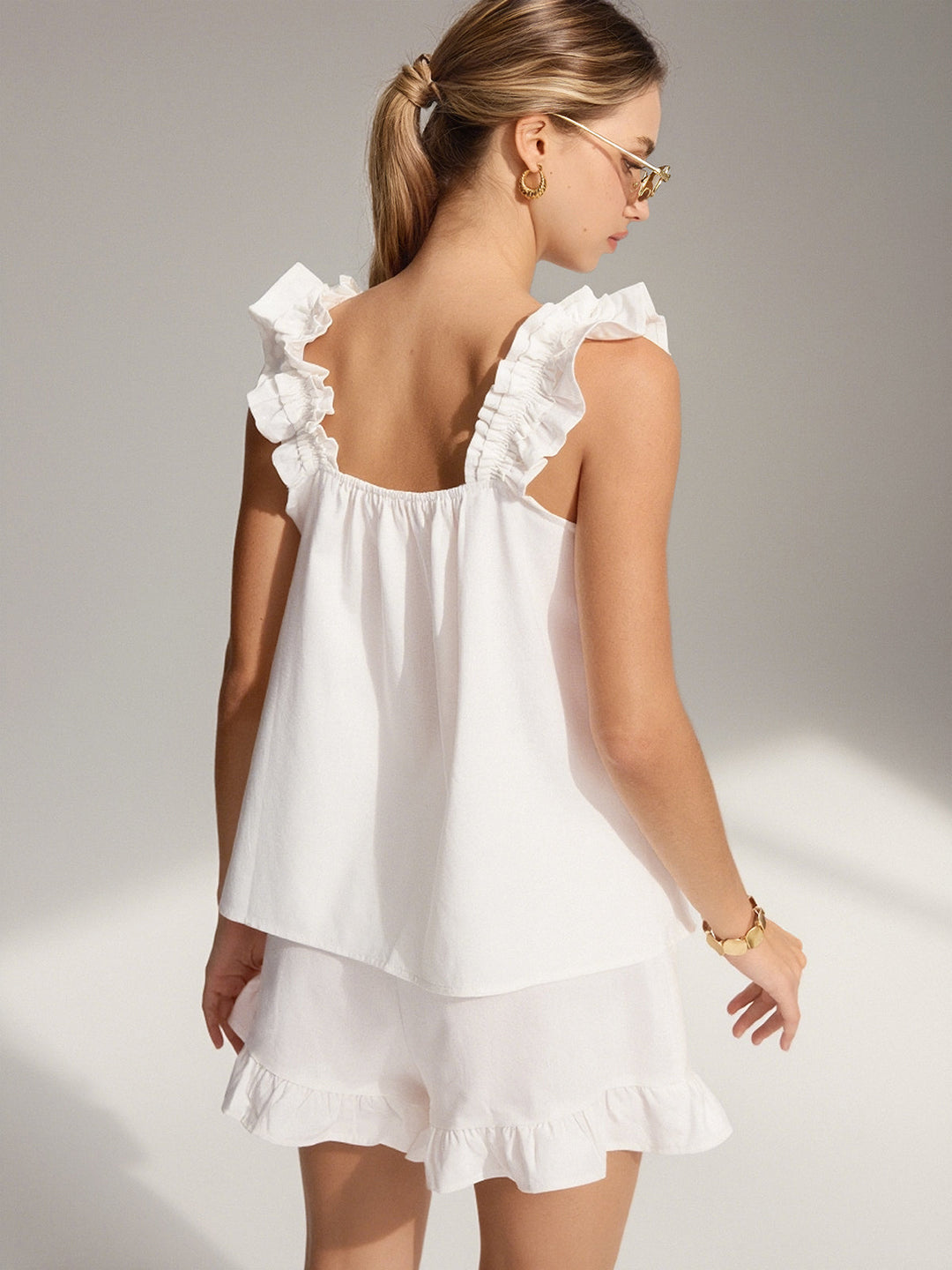 Pure Cotton Ruffle Shorts Set