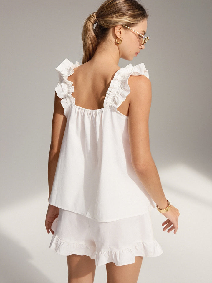 Pure Cotton Ruffle Shorts Set