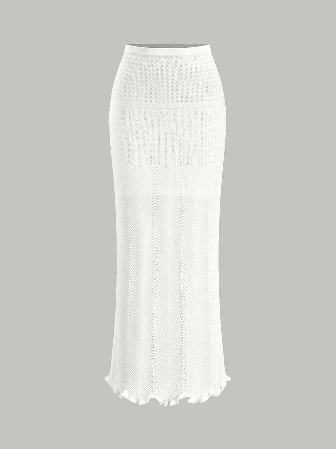 Wave Pattern Knit Maxi Skirt
