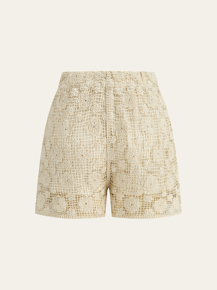 Floral Lace Sleeveless Shorts Set