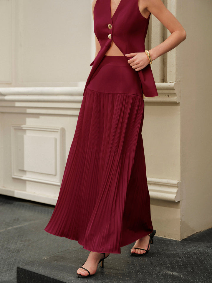Mid-Waist Pleated Skirt