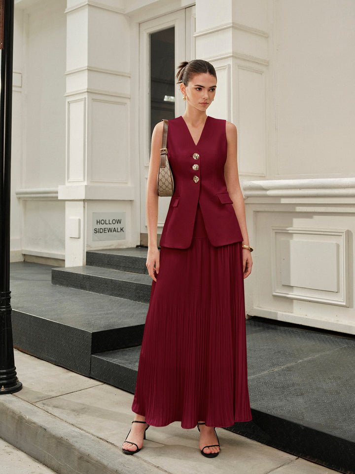 Mid-Waist Pleated Skirt