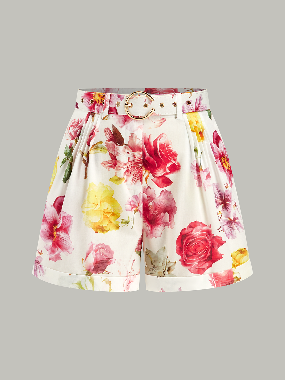 Floral-Printed Shorts With Belt