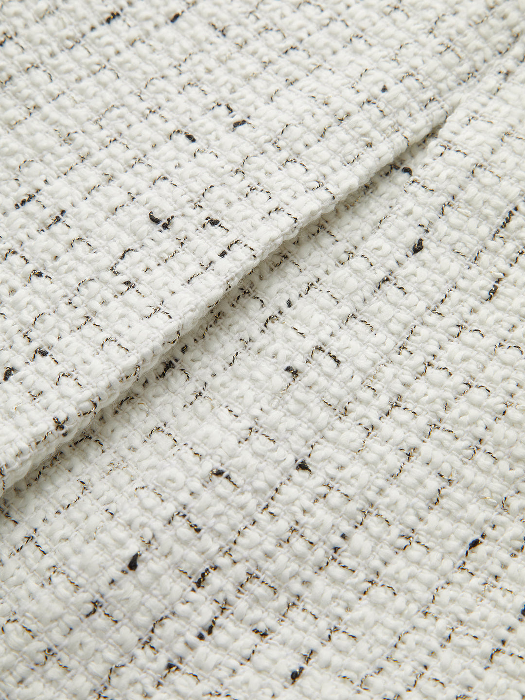 Metal Button Pleated Tweed Mini Skirt