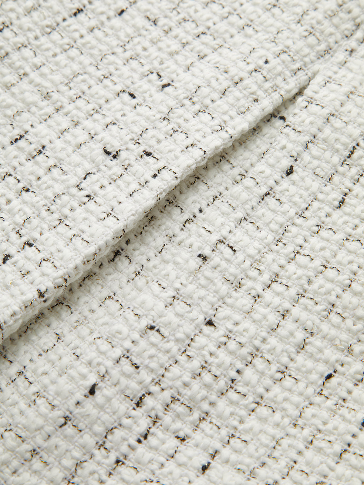 Metal Button Pleated Tweed Mini Skirt