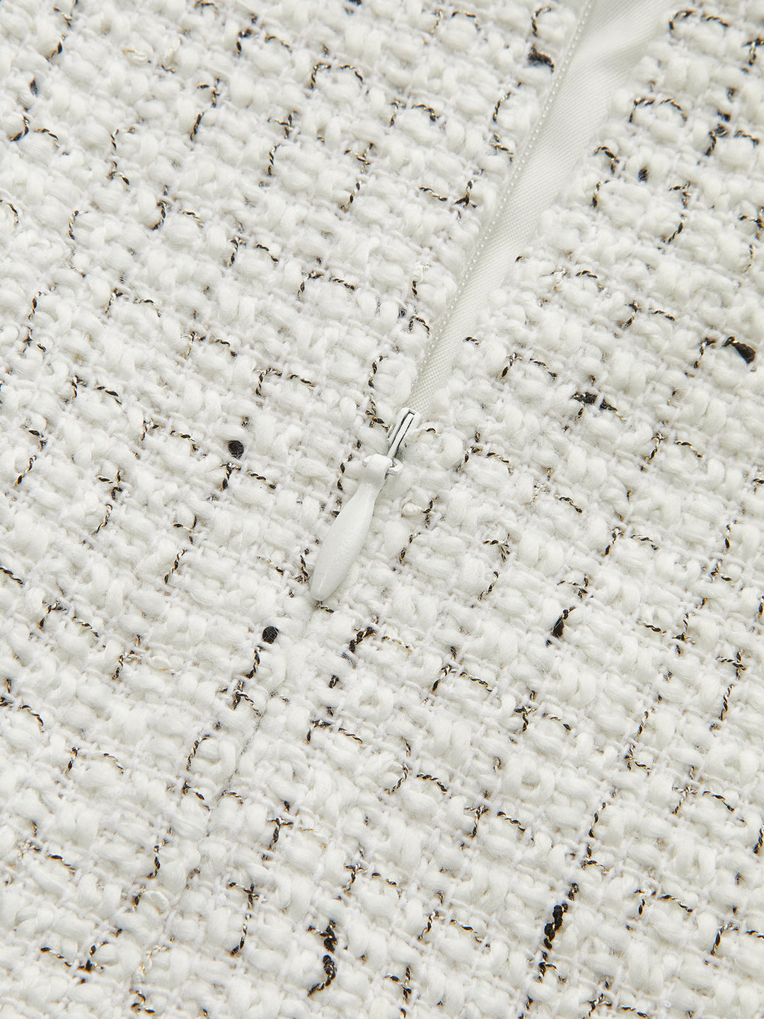 Metal Button Pleated Tweed Mini Skirt