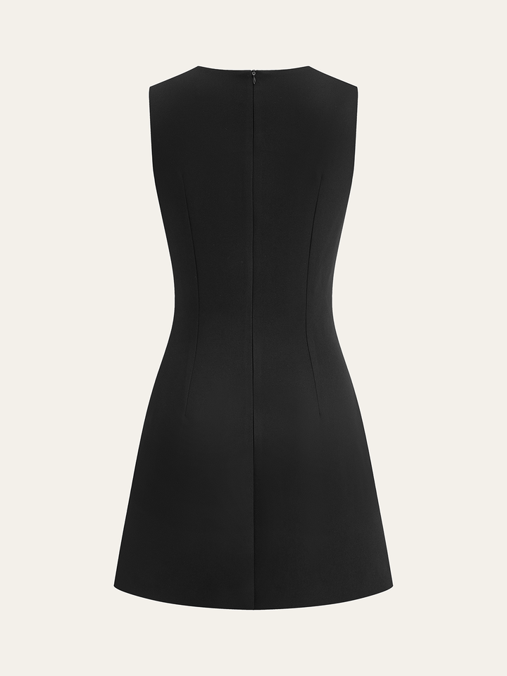 Detachable Cape Metal Floral Detail Dress Set